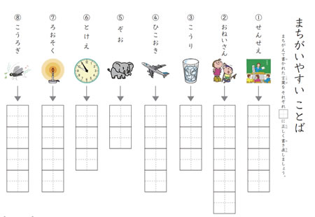 ひらがな カタカナでモノの名前を答える問題